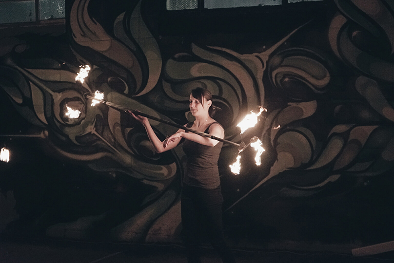 Adelaide Fire Spinning Jam event - Dragon Staff