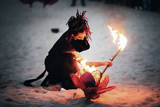 Flower Pyeongchang Winter Olympics Cultural Event - Fire Art Festa - Gyeongpo beach, South Korea, Gangneung