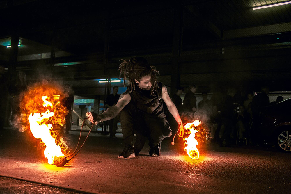 Poi Fire Entertainment at The Market Shed on Holland Fire Performance, Fire Dancing at Twilight market Suzanne Elliot Photography